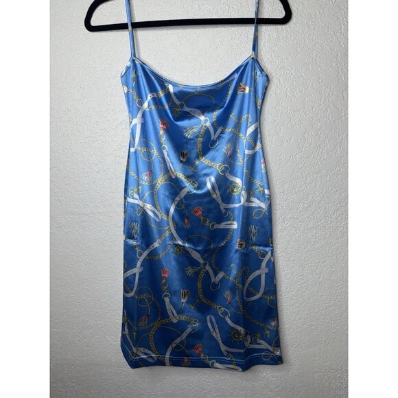 NWT SER.O.YA LILLIAN DRESS L Stretchy Satin Mini Dress New Anchors Nautical X - Picture 6 of 10